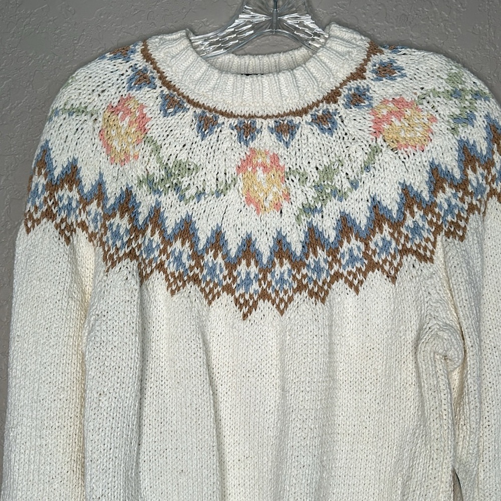 Vintage Liz Sport “Irish Brogue” hand knit cotton sweater - Picture 2 of 11